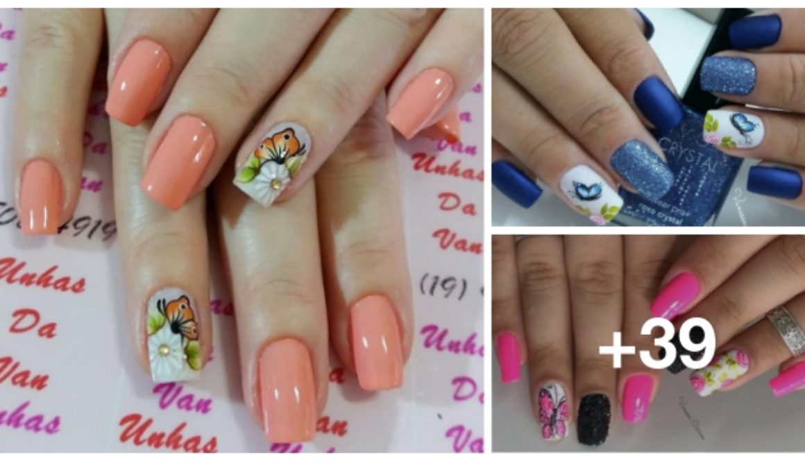 Combinação de cores para unhas decoradas com borboletas