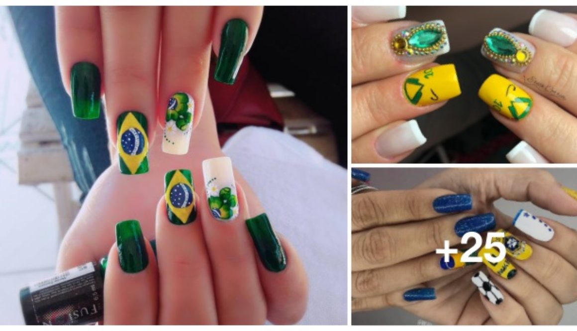 25 Fotos de Unhas para Copa do Mundo com a bandeira do Brasil