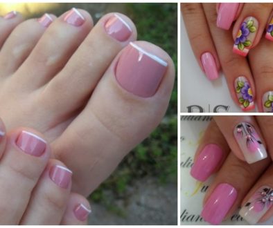 Unhas com esmalte rosa500